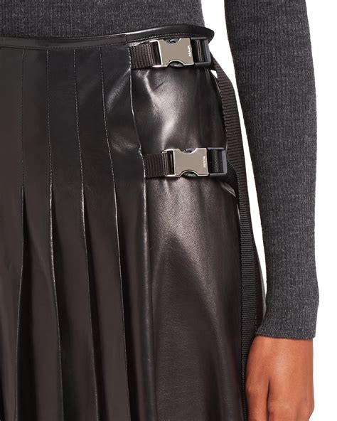 prada pleated leather skirt|prada denim skirt.